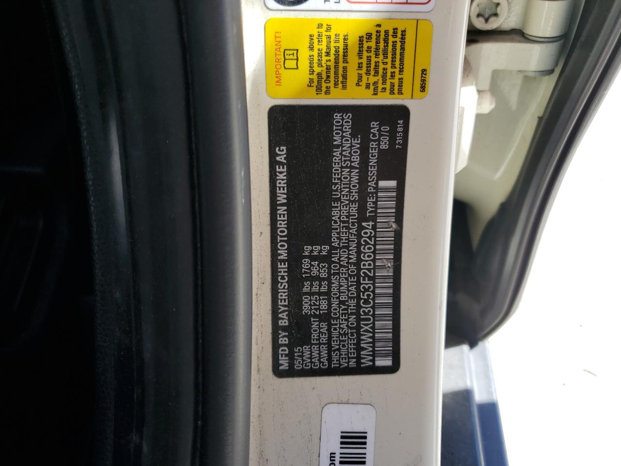 2015 MINI Cooper VIN WMWXU3C53F2B66294 Copart auction photo, front end damage thumbnail 12