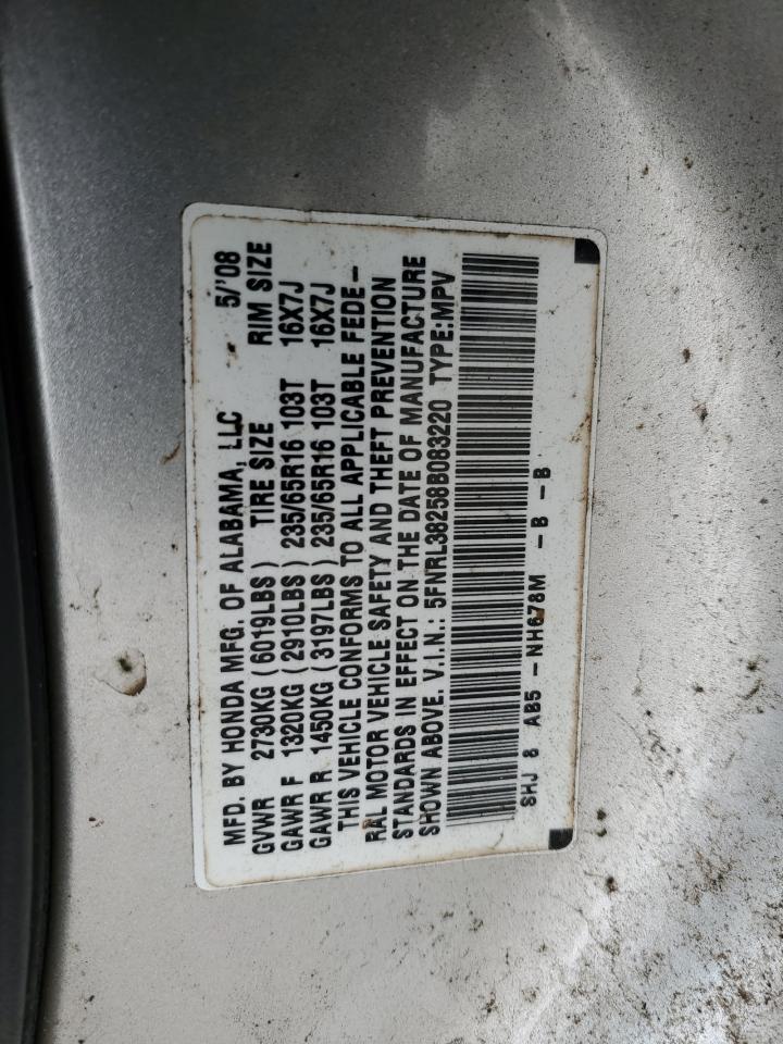 2008 Honda Odyssey VIN 5FNRL38258B083220 Copart auction photo, front end damage thumbnail 13