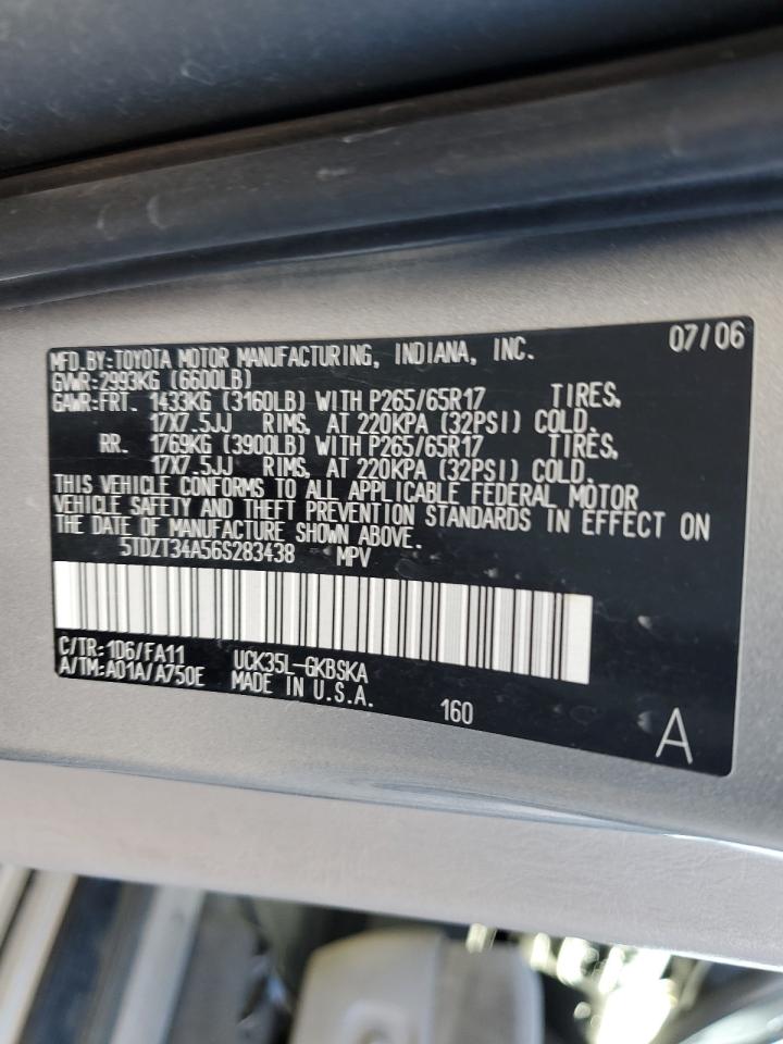 2006 Toyota Sequoia VIN 5TDZT34A56S283438 Copart auction photo, front end damage thumbnail 13