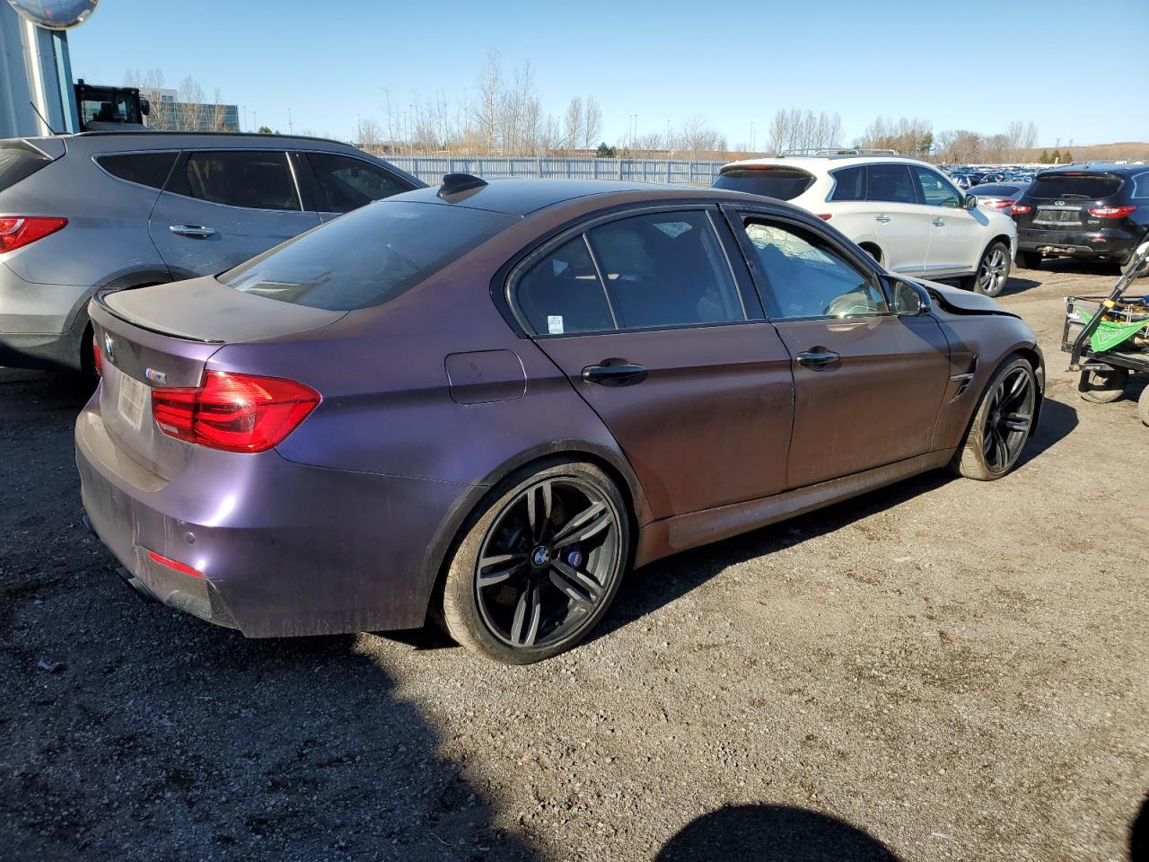 2016 BMW M3 VIN WBS8M9C57G5D30780 Copart auction photo, side / front end damage thumbnail 3