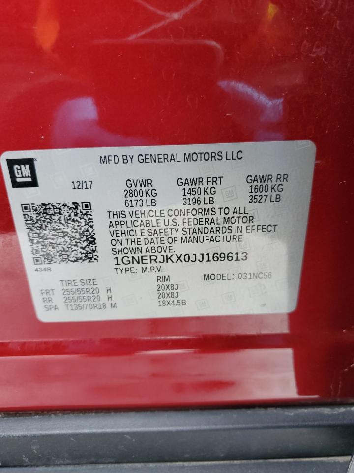 2018 Chevrolet Traverse VIN 1GNERJKX0JJ169613 Copart auction photo, front end / minor dent/scratches damage thumbnail 16