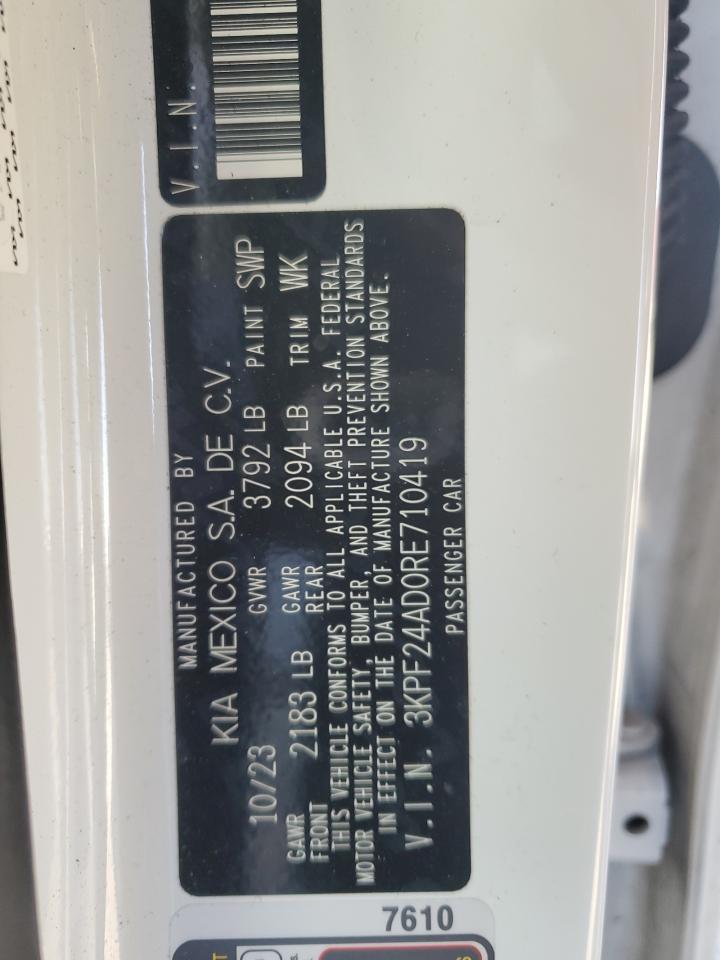 2024 KIA Forte VIN 3KPF24AD0RE710419 Copart auction photo, front end damage thumbnail 14