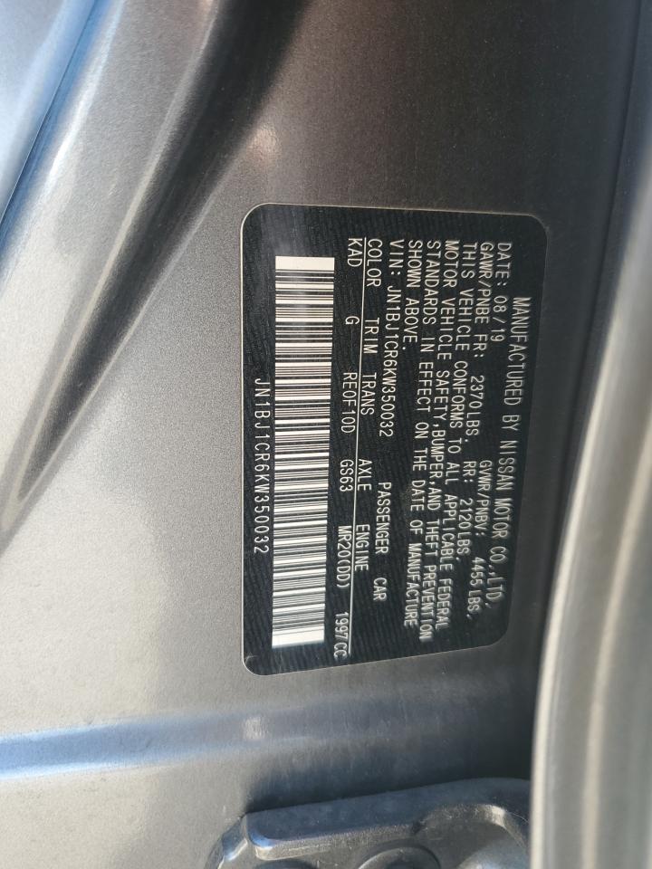 2019 Nissan Rogue VIN JN1BJ1CR6KW350032 Copart auction photo, front end / minor dent/scratches damage thumbnail 13