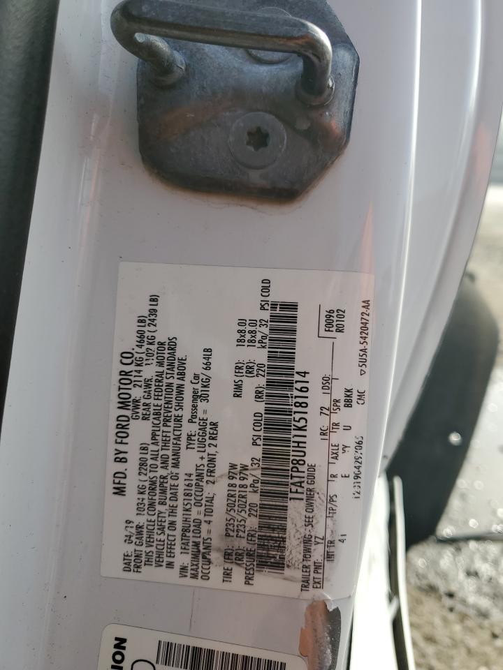 2019 Ford Mustang VIN 1FATP8UH1K5181614 Copart auction photo, undercarriage / all over damage thumbnail 12