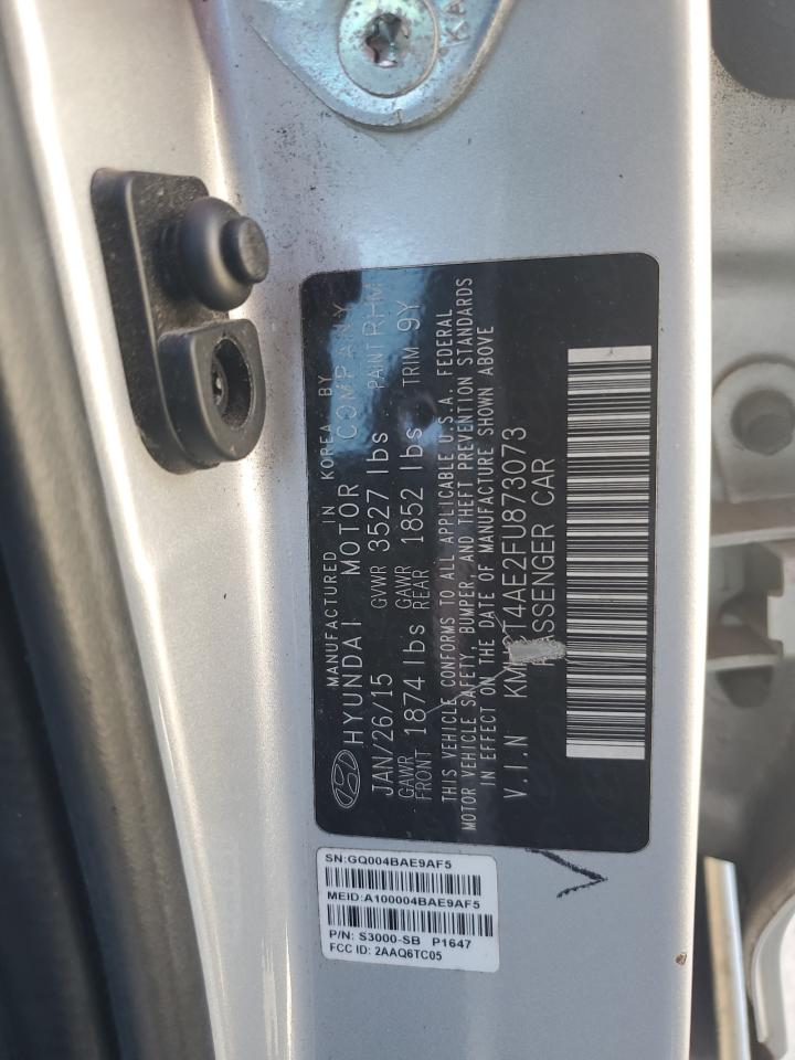 2015 Hyundai Accent VIN KMHCT4AE2FU873073 Copart auction photo, side / rear end damage thumbnail 12