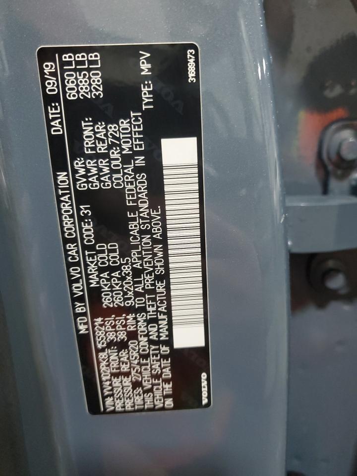 2020 Volvo XC90 VIN YV4102PK8L1558214 Copart auction photo, rear end damage thumbnail 15