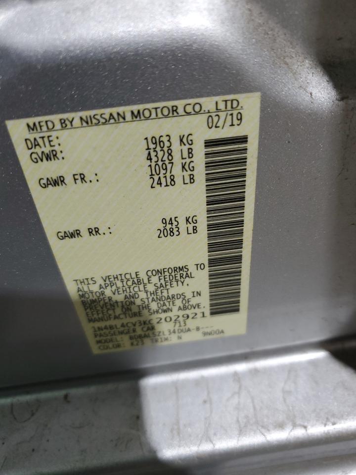 2019 Nissan Altima VIN 1N4BL4CV3KC202921 Copart auction photo, front end / minor dent/scratches damage thumbnail 12