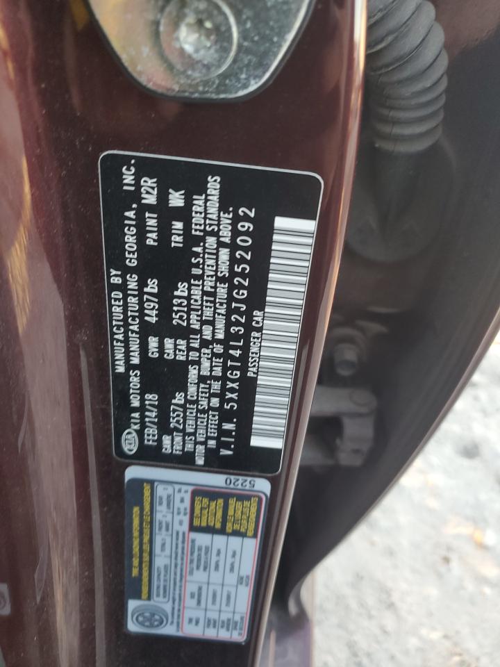 2018 KIA Optima VIN 5XXGT4L32JG252092 Copart auction photo, vandalism / all over damage thumbnail 12