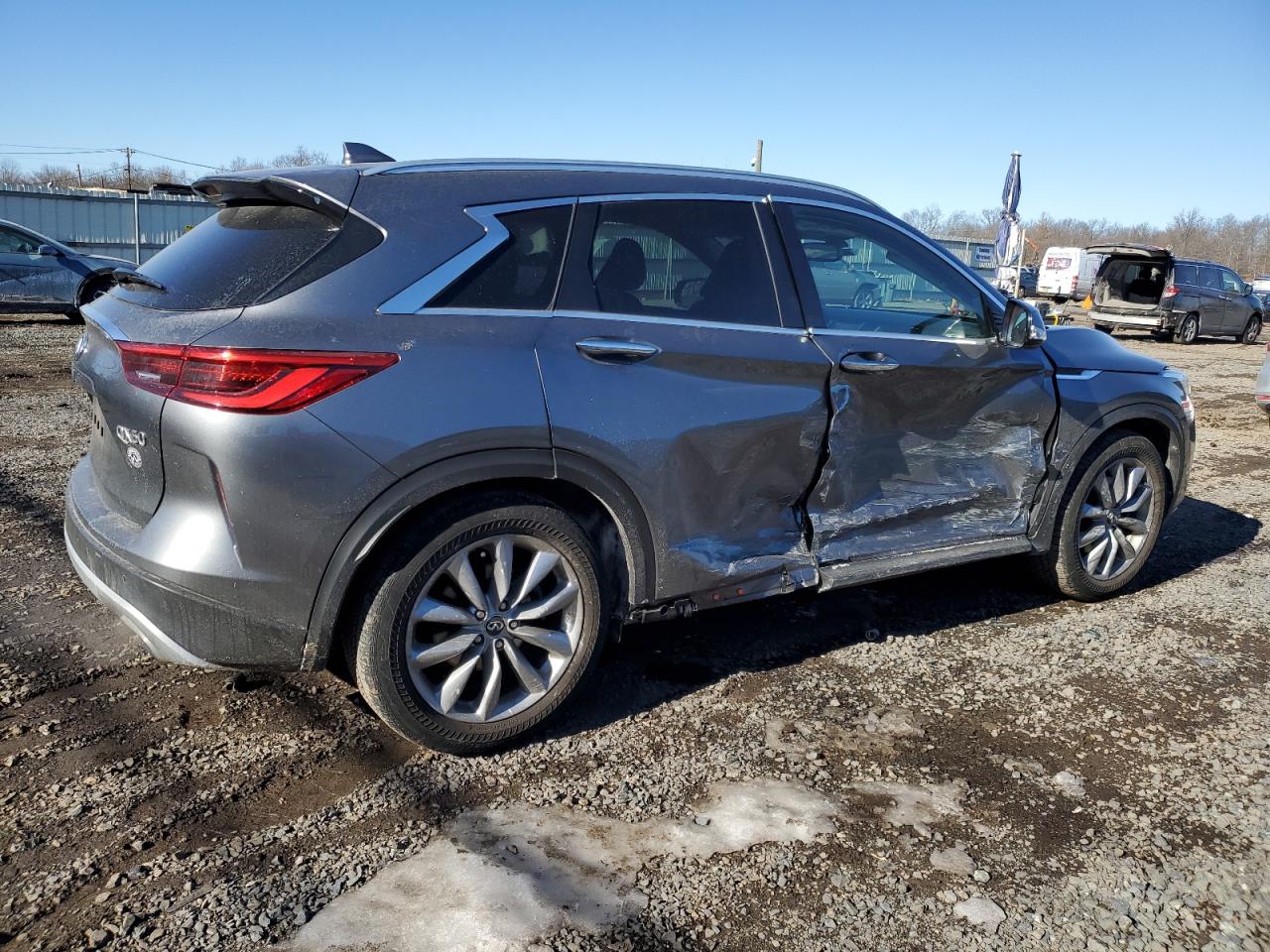 2019 Infiniti QX50 VIN 3PCAJ5M31KF143305 Copart auction photo, side damage thumbnail 3