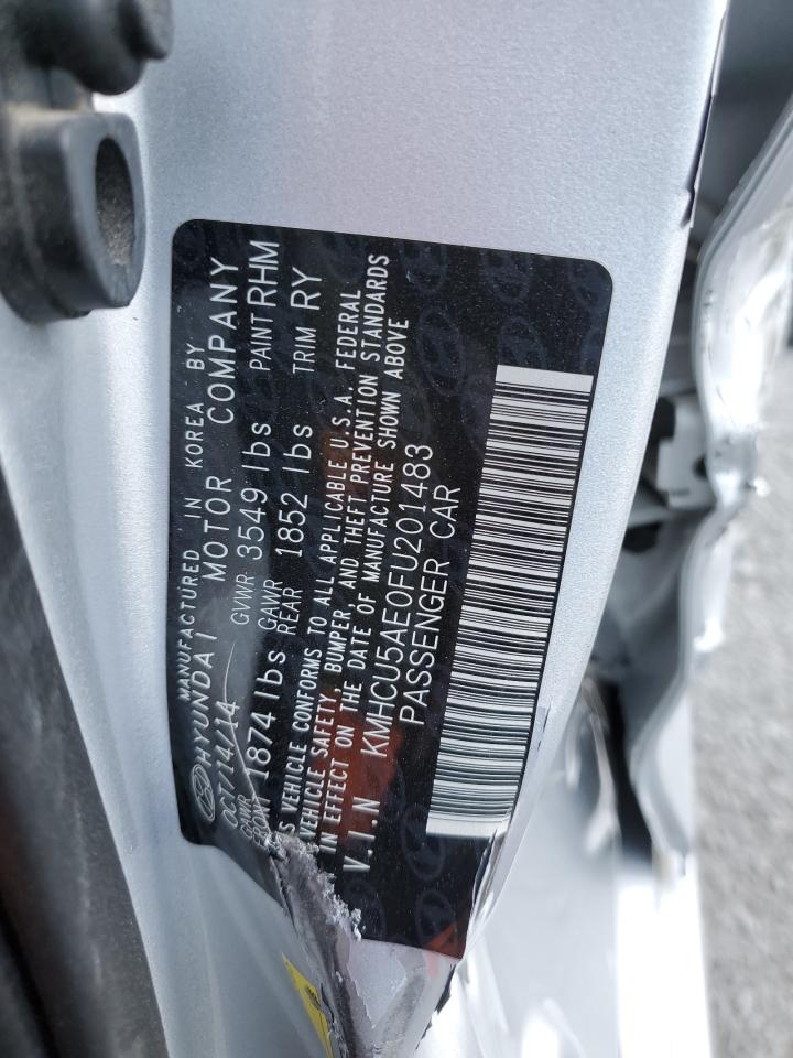 2015 Hyundai Accent VIN KMHCU5AE0FU201483 Copart auction photo, side damage thumbnail 12