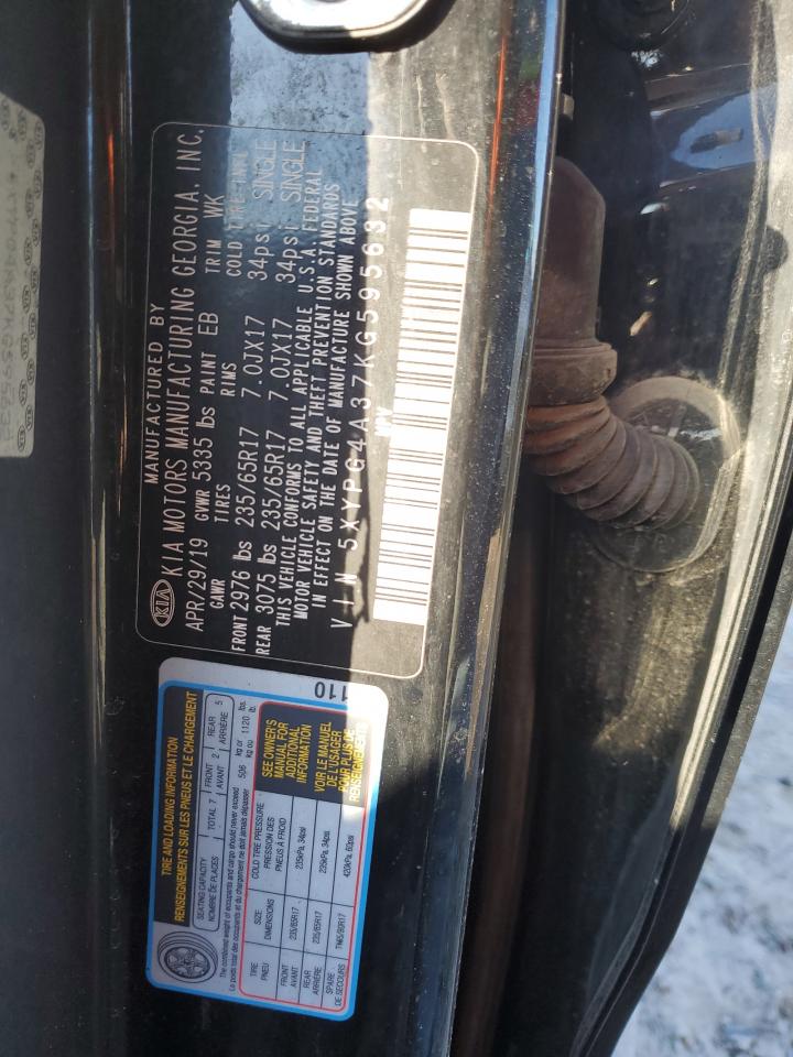 2019 KIA Sorento VIN 5XYPG4A37KG595632 Copart auction photo, burn / all over damage thumbnail 14