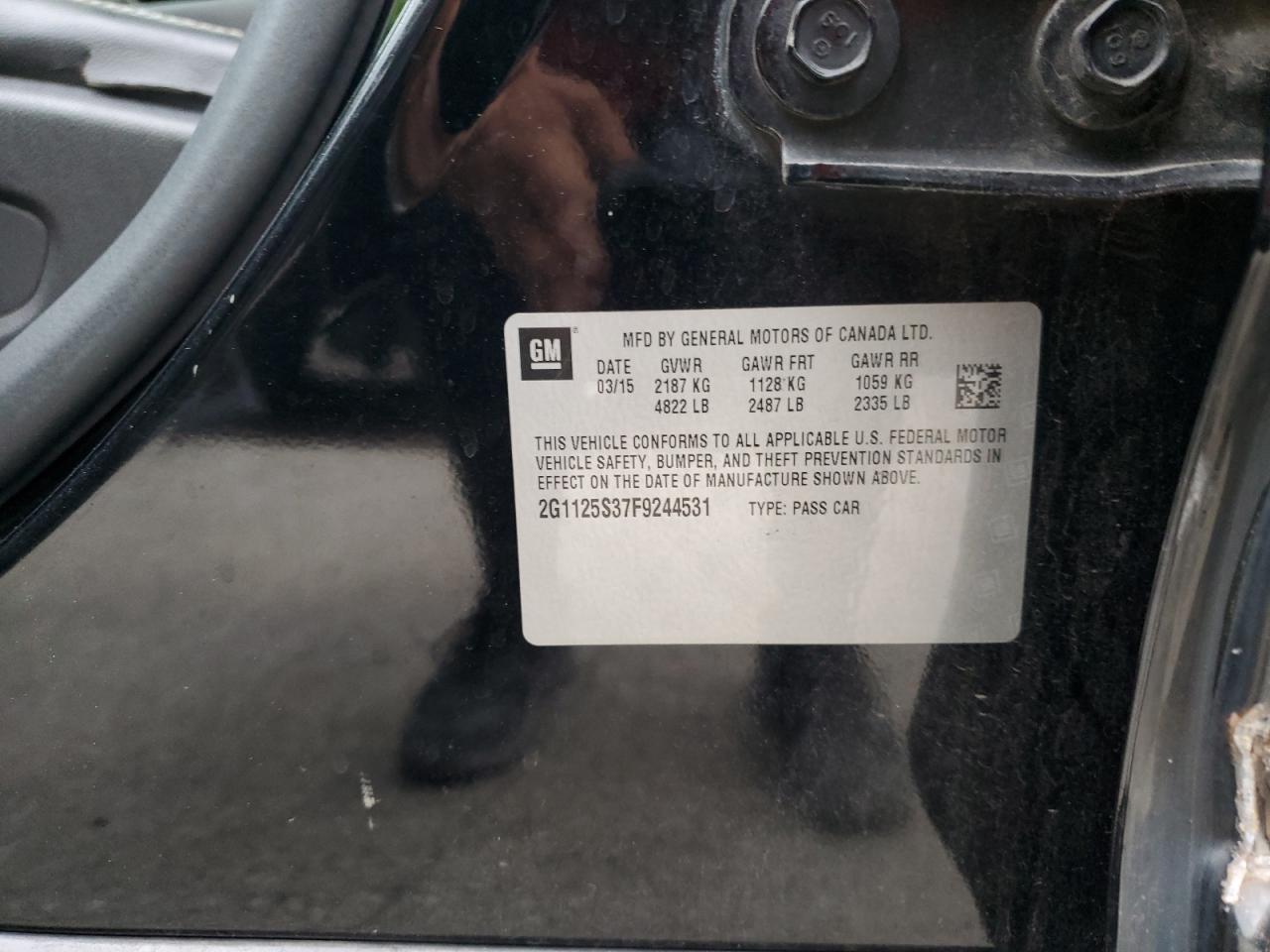 2015 Chevrolet Impala VIN 2G1125S37F9244531 Copart auction photo, side / front end damage thumbnail 12