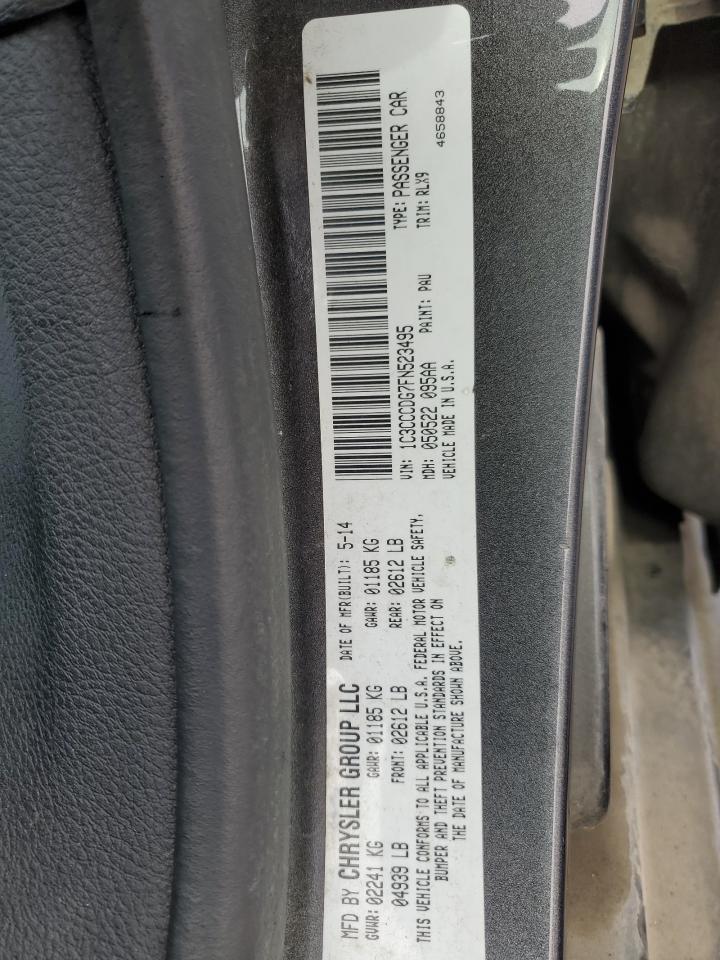 2015 Chrysler 200 VIN 1C3CCCDG7FN523495 Copart auction photo, rear end damage thumbnail 14