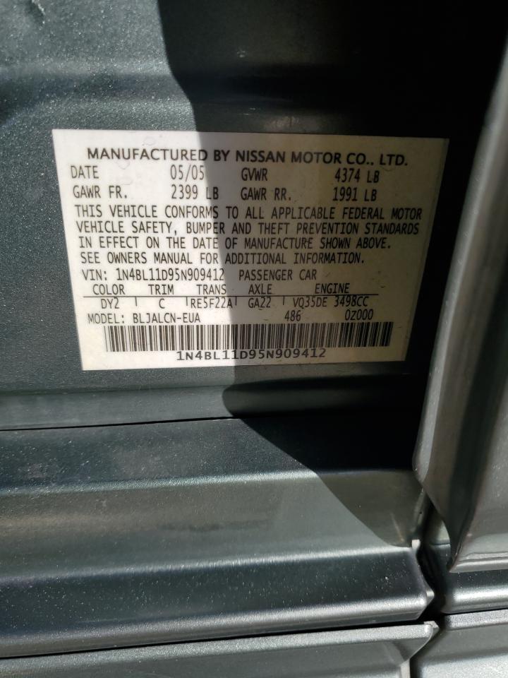 2005 Nissan Altima VIN 1N4BL11D95N909412 Copart auction photo, front end damage thumbnail 12