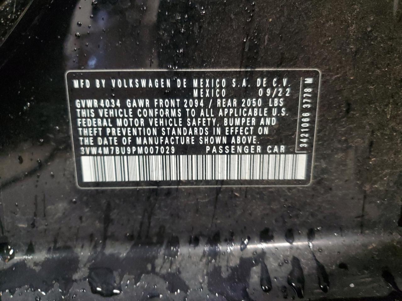 2023 Volkswagen Jetta VIN 3VW4M7BU9PM007029 Copart auction photo, front end damage thumbnail 12