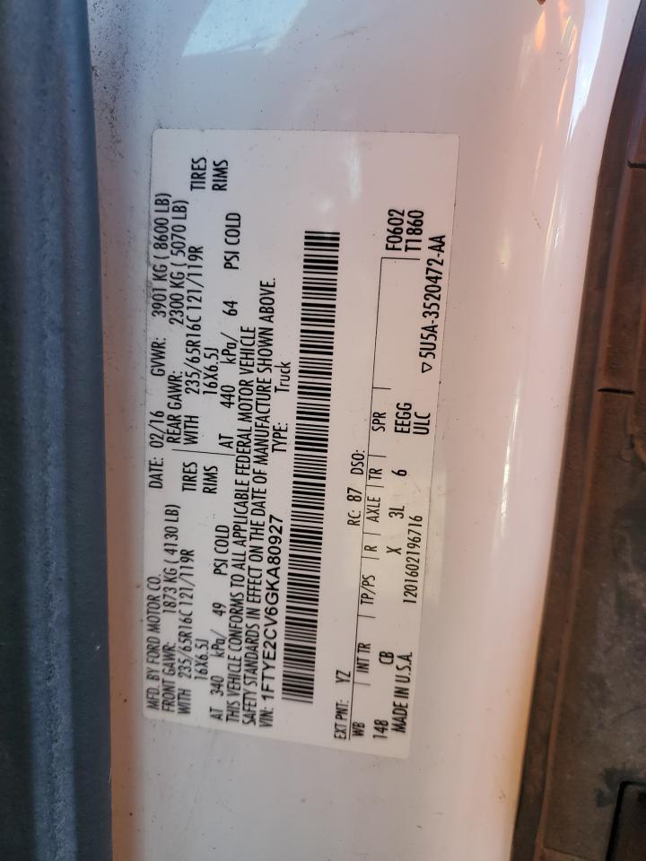2016 Ford Transit VIN 1FTYE2CV6GKA80927 Copart auction photo, minor dent/scratches damage thumbnail 13