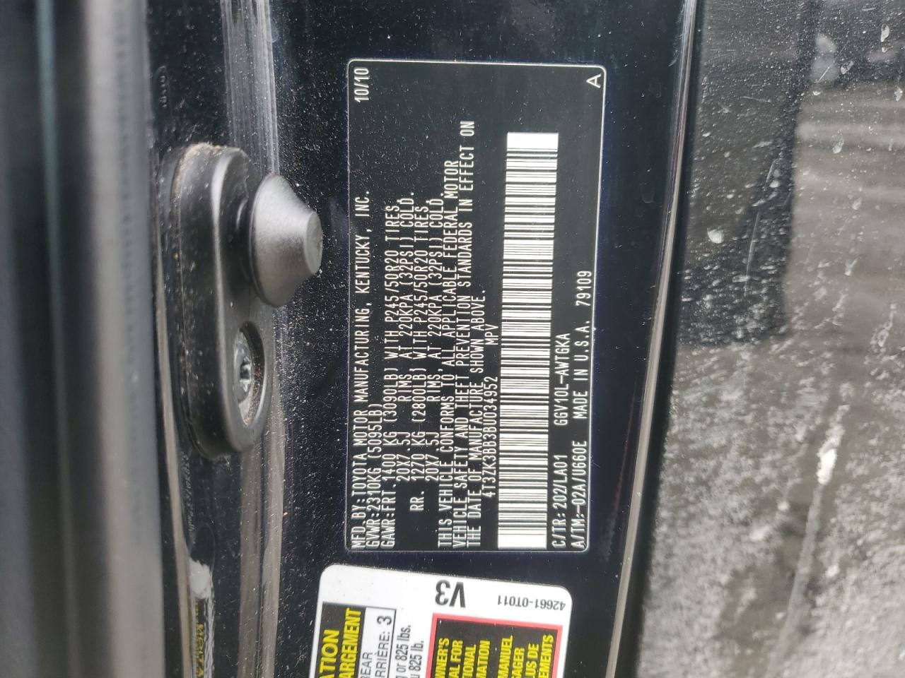 2011 Toyota Venza VIN 4T3ZK3BB3BU034952 Copart auction photo, minor dent/scratches damage thumbnail 13