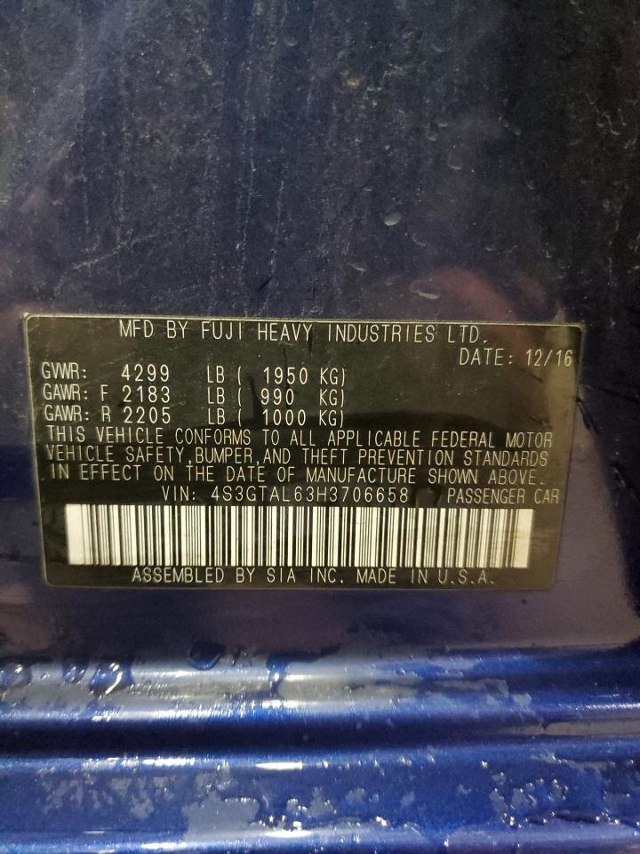 2017 Subaru Impreza VIN 4S3GTAL63H3706658 Copart auction photo, front end damage thumbnail 13
