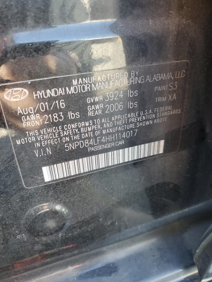 2017 Hyundai Elantra VIN 5NPD84LF4HH114017 Copart auction photo, front end / side damage thumbnail 14