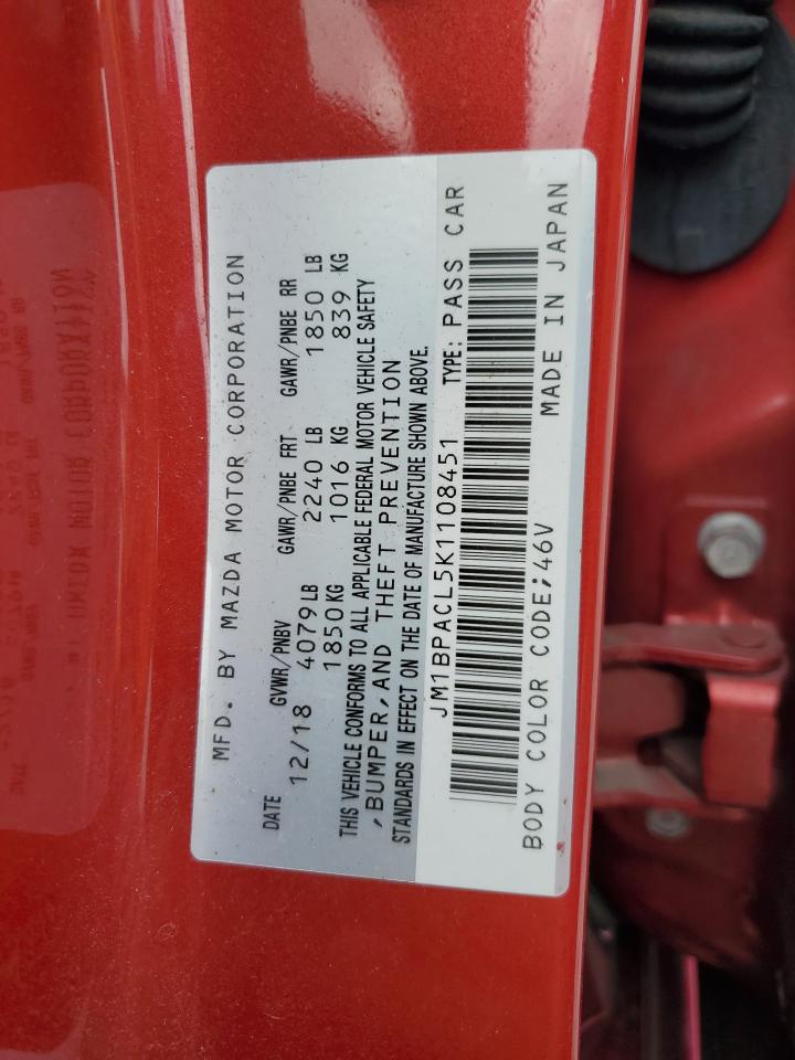 2019 Mazda 3 VIN JM1BPACL5K1108451 Copart auction photo, side / front end damage thumbnail 13