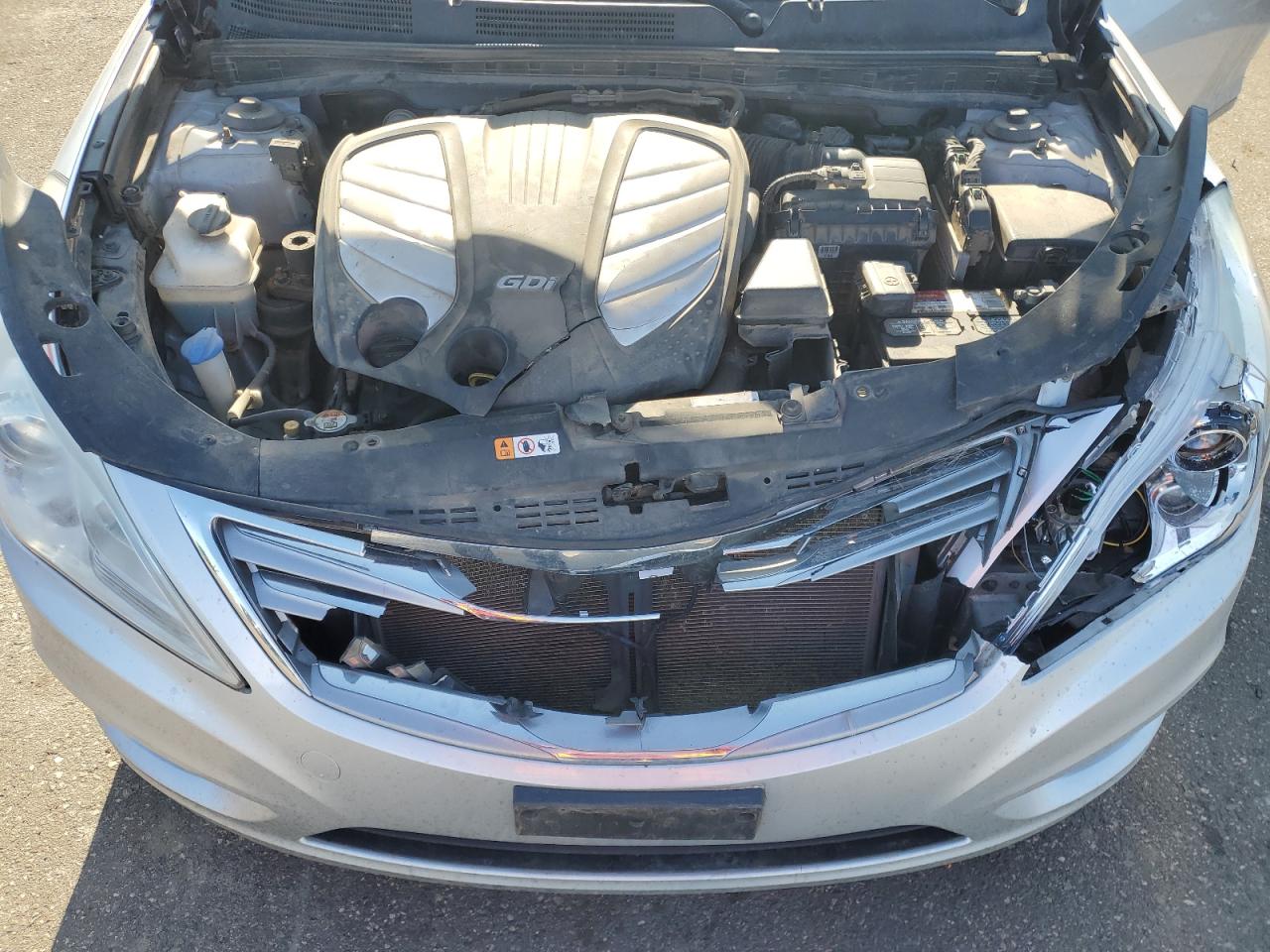 2012 Hyundai Azera VIN KMHFH4JG8CA186371 Copart auction photo, front end damage thumbnail 11