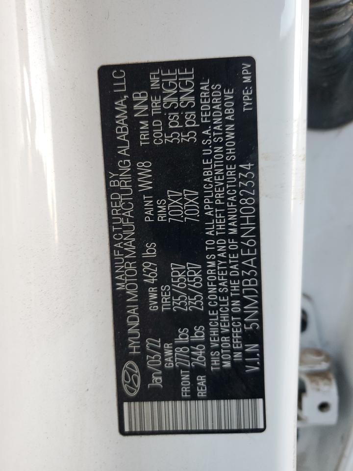 2022 Hyundai Tucson VIN 5NMJB3AE6NH082334 Copart auction photo, all over damage thumbnail 15