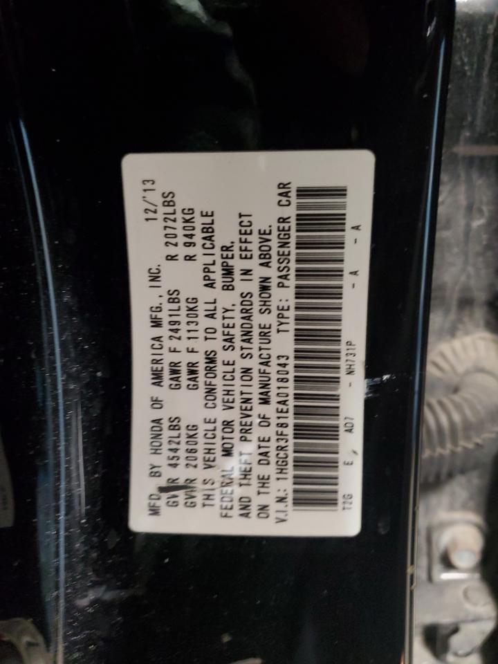2014 Honda Accord VIN 1HGCR3F81EA018043 Copart auction photo, front end damage thumbnail 14