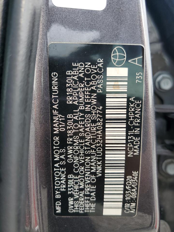 2017 Toyota Yaris VIN VNKKTUD32HA082774 Copart auction photo, side / front end damage thumbnail 13