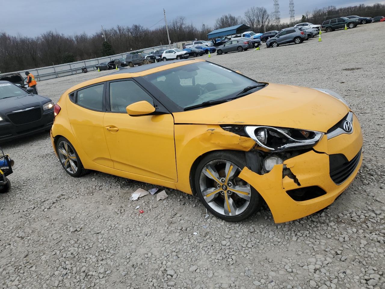 2017 Hyundai Veloster VIN KMHTC6AD4HU317417 Copart auction photo, front end / all over damage thumbnail 4