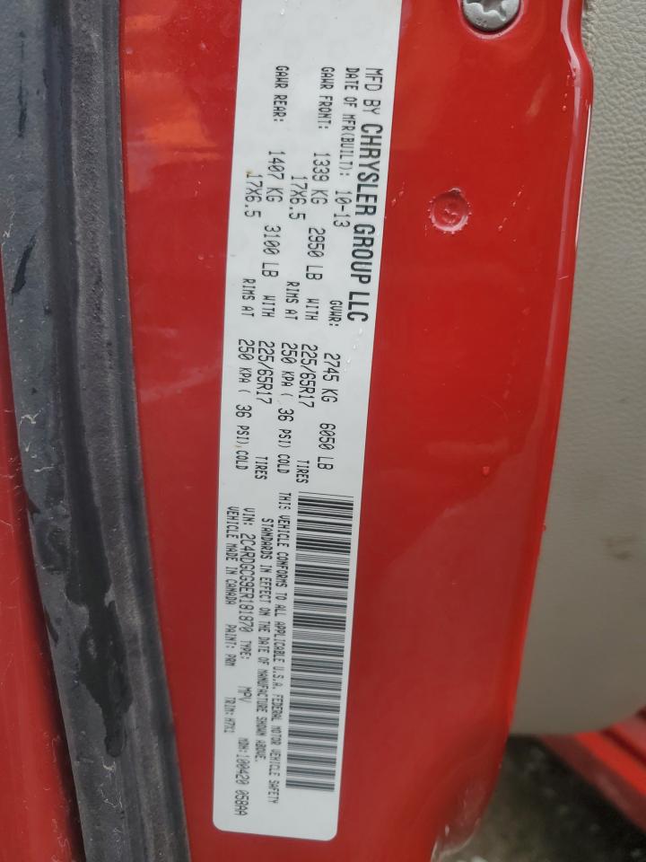 2014 Dodge Caravan VIN 2C4RDGCG9ER181870 Copart auction photo, side / front end damage thumbnail 13