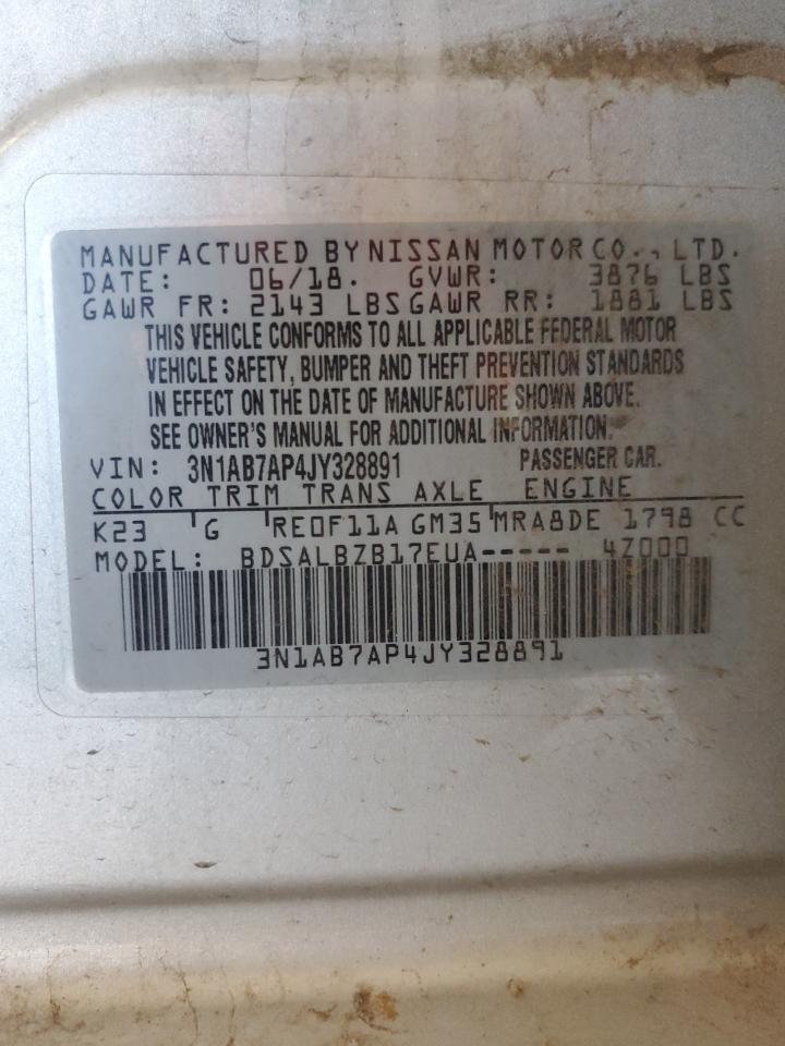 2018 Nissan Sentra VIN 3N1AB7AP4JY328891 Copart auction photo, side damage thumbnail 14