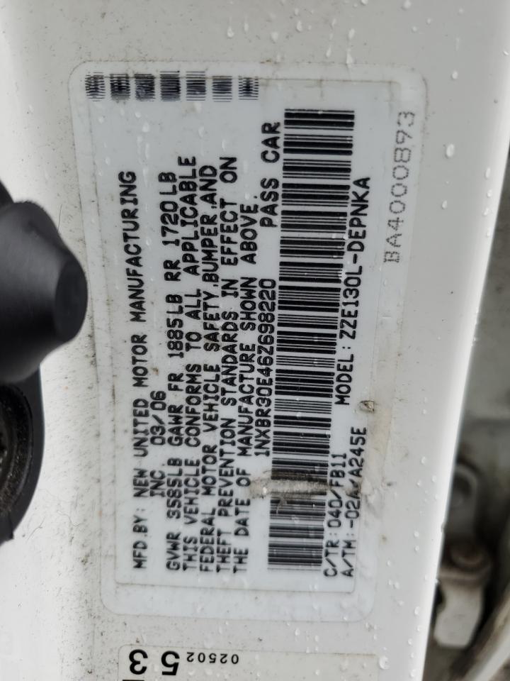 2006 Toyota Corolla VIN 1NXBR30E46Z698220 Copart auction photo, vandalism / all over damage thumbnail 12