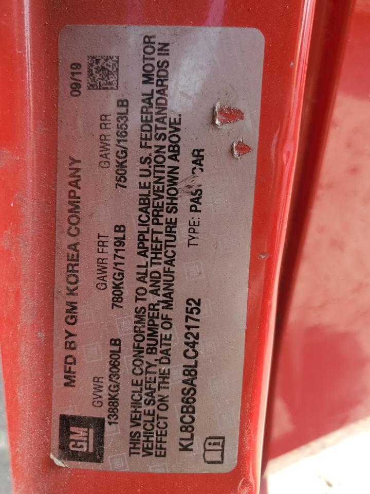 2020 Chevrolet Spark VIN KL8CB6SA8LC421752 Copart auction photo, front end damage thumbnail 12