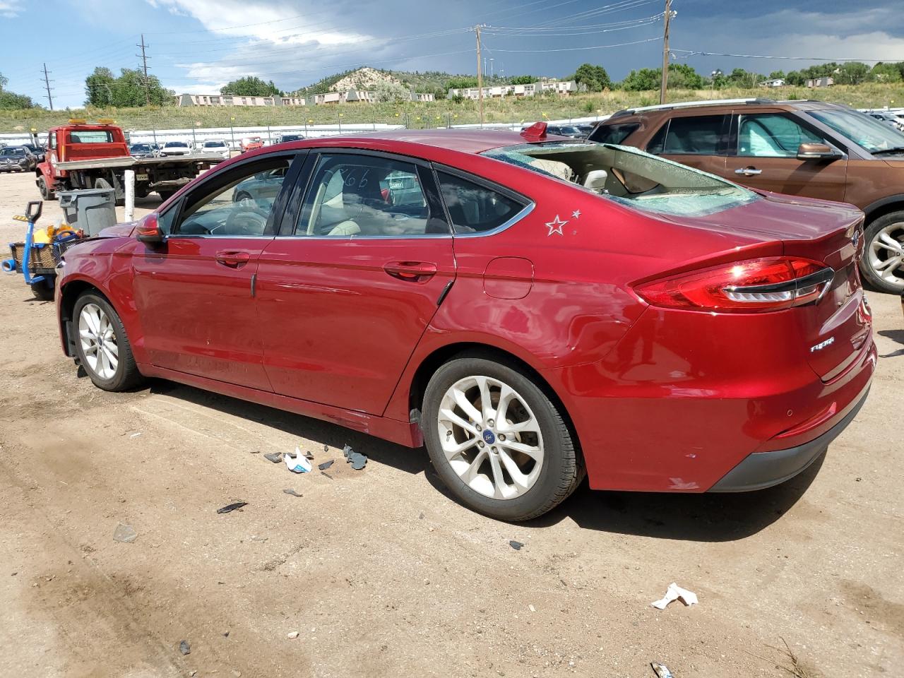 2019 Ford Fusion VIN 3FA6P0HD3KR114256 Copart auction photo, front end damage thumbnail 2