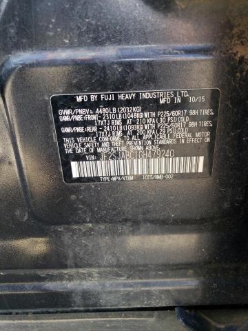 2016 Subaru Forester VIN JF2SJABC1GH479240 Copart auction photo, front end / hail damage thumbnail 14