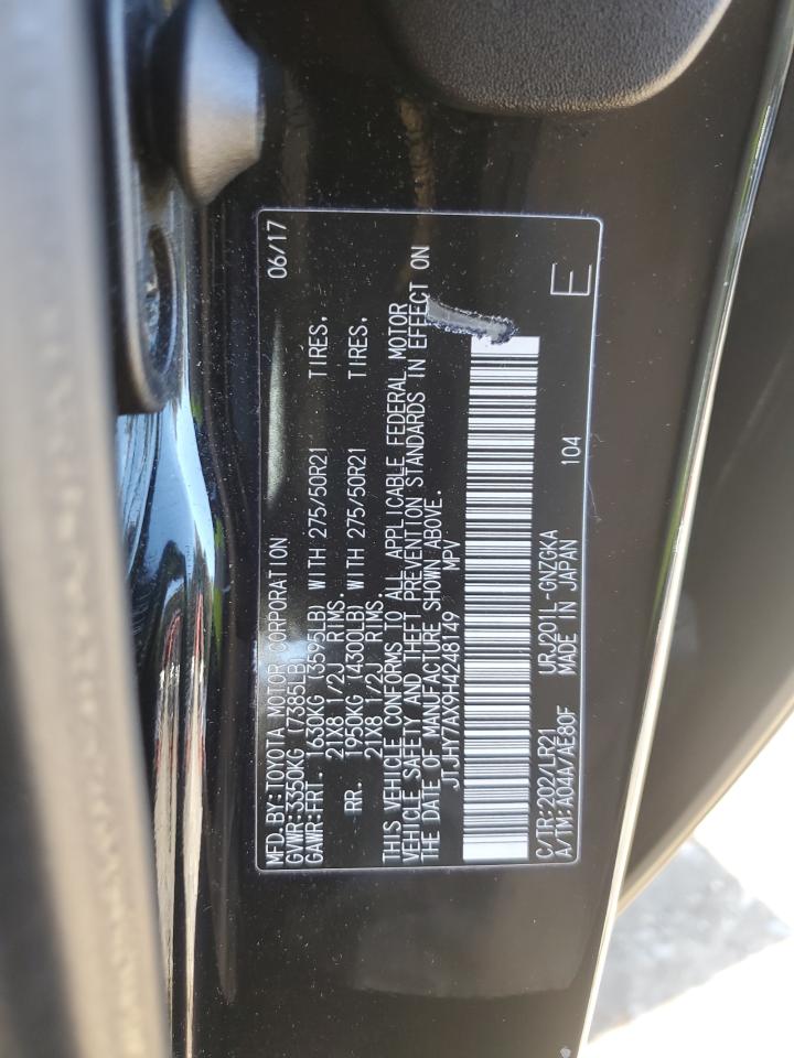 2017 Lexus LX VIN JTJHY7AX9H4248149 Copart auction photo, front end / mechanical damage thumbnail 13