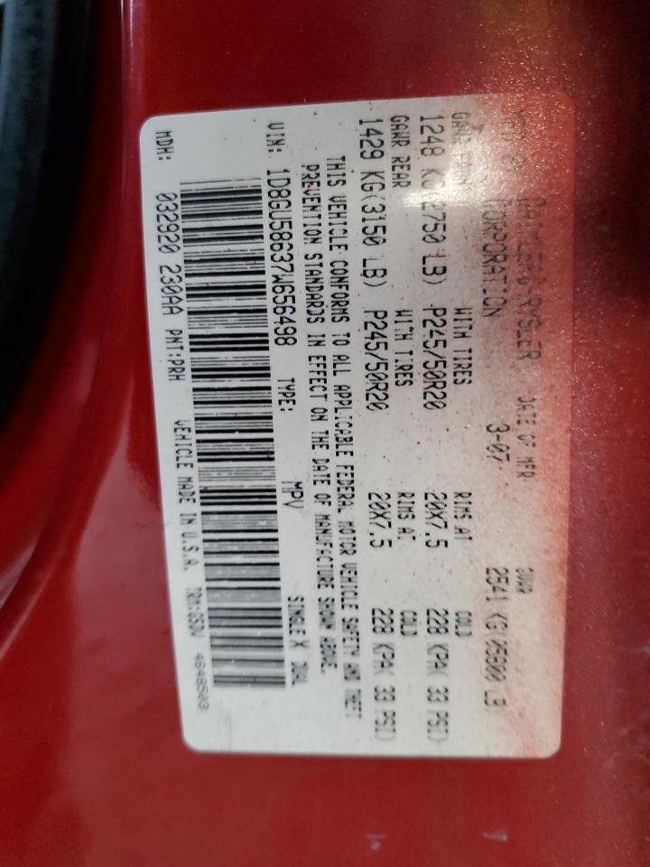 2007 Dodge Nitro VIN 1D8GU58637W656498 Copart auction photo, side / minor dent/scratches damage thumbnail 13