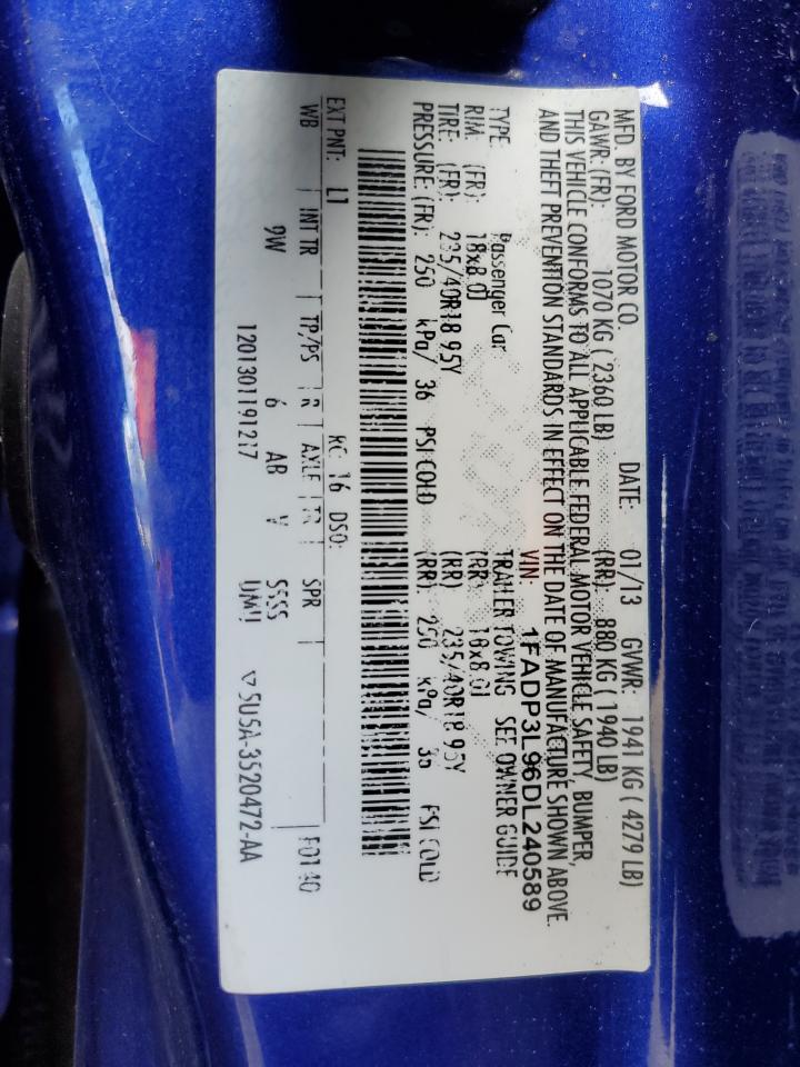2013 Ford Focus VIN 1FADP3L96DL240589 Copart auction photo, front end damage thumbnail 12