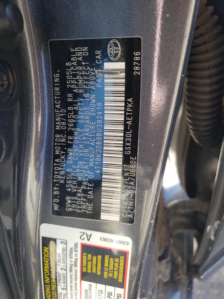2011 Toyota Avalon VIN 4T1BK3DB9BU392418 Copart auction photo, front end damage thumbnail 13