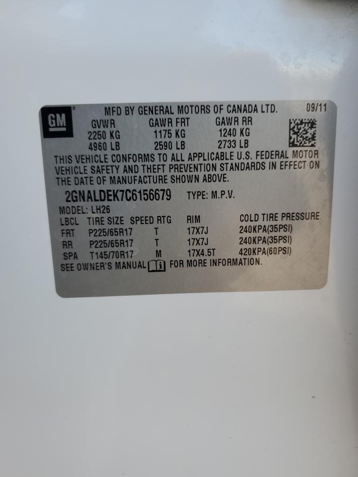 2012 Chevrolet Equinox VIN 2GNALDEK7C6156679 Copart auction photo, front end damage thumbnail 13
