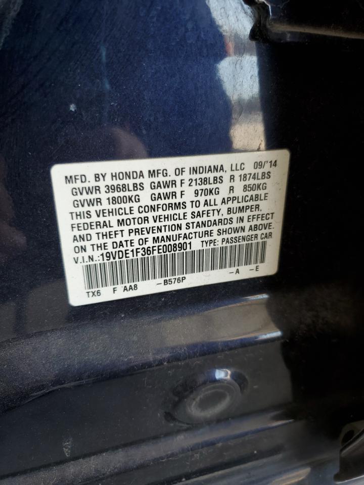 2015 Acura ILX VIN 19VDE1F36FE008901 Copart auction photo, side damage thumbnail 12