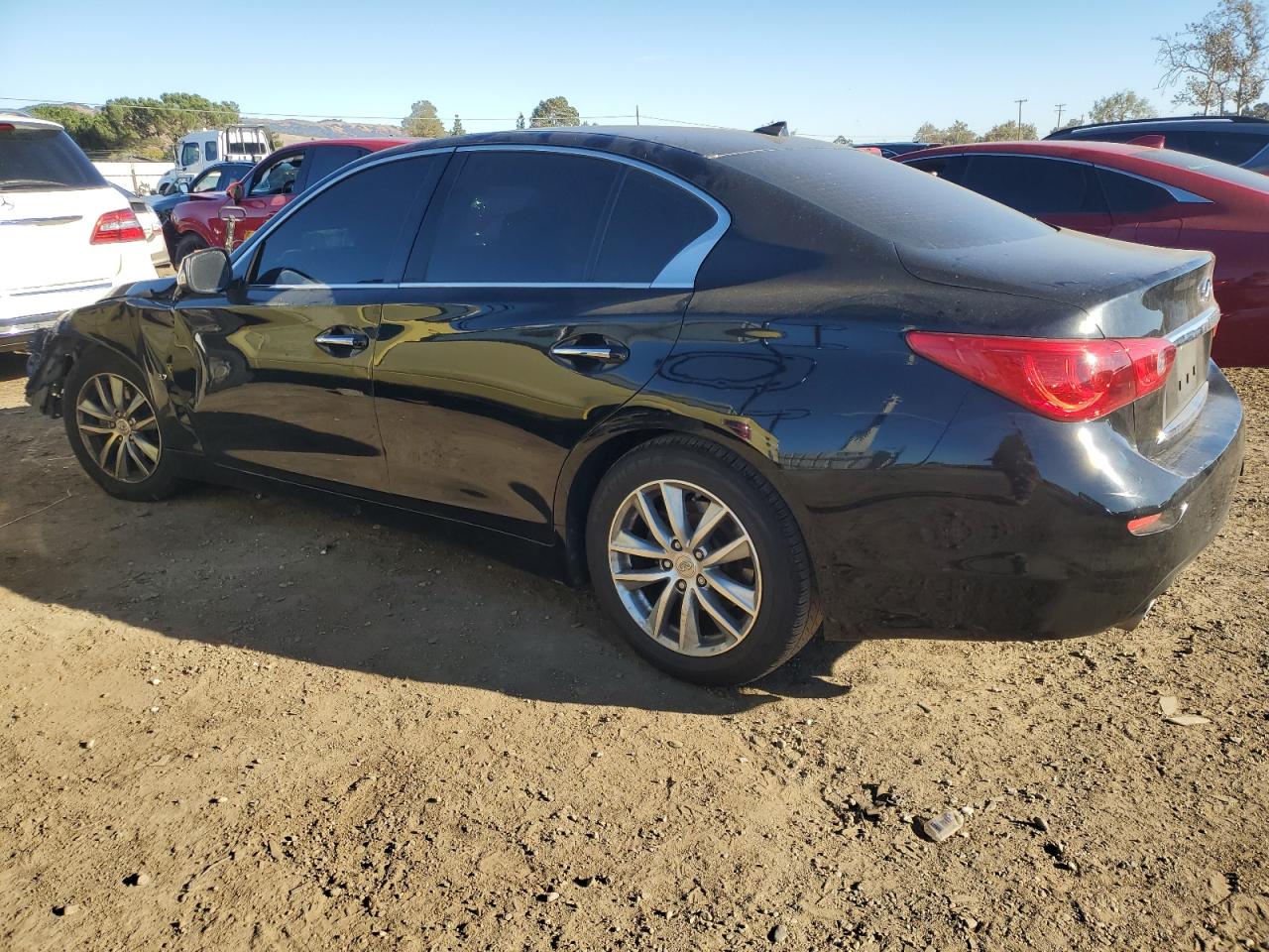 2015 Infiniti Q50 VIN JN1BV7AP0FM342986 Copart auction photo, front end / side damage thumbnail 2