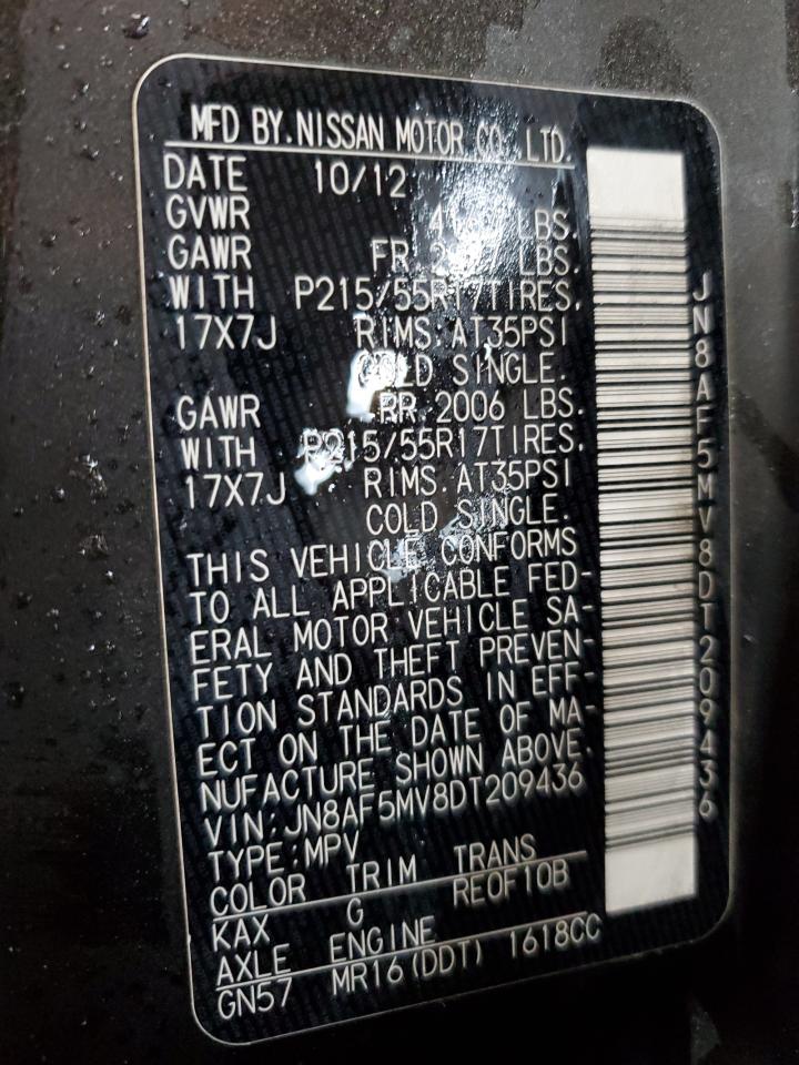 2013 Nissan Juke VIN JN8AF5MV8DT209436 Copart auction photo, rear end damage thumbnail 14
