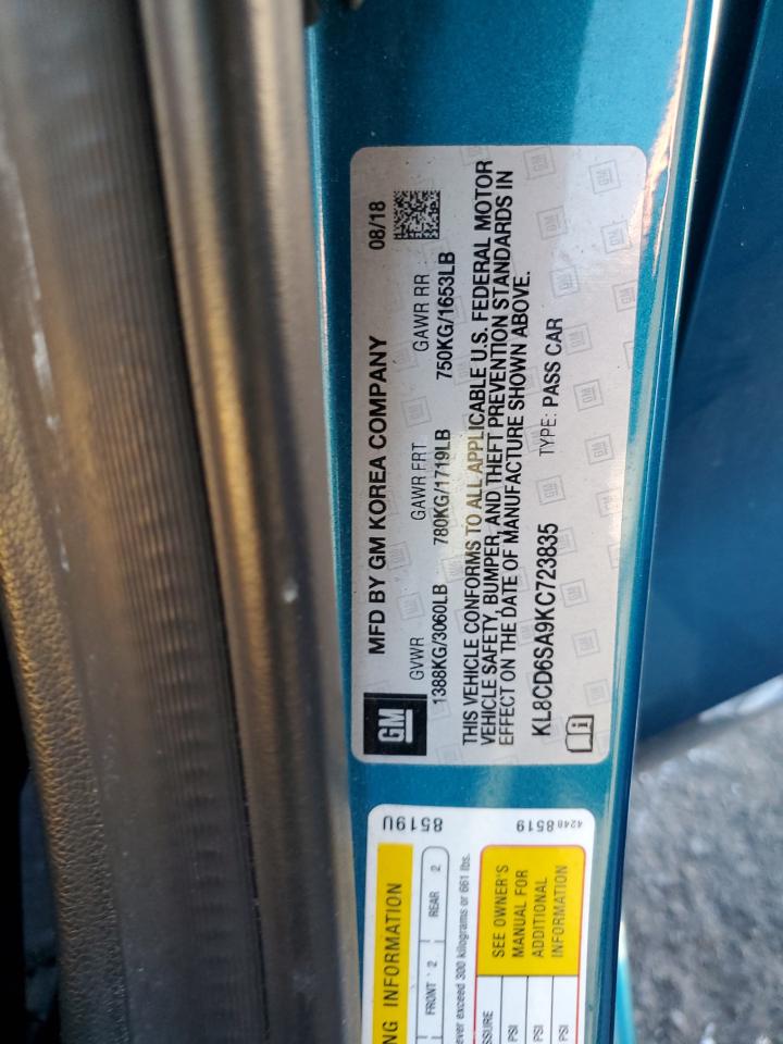 2019 Chevrolet Spark VIN KL8CD6SA9KC723835 Copart auction photo, all over damage thumbnail 12