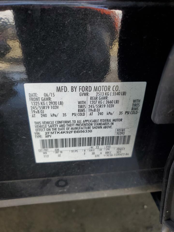 2015 Ford Edge VIN 2FMTK4K92FBB56330 Copart auction photo, front end damage thumbnail 14