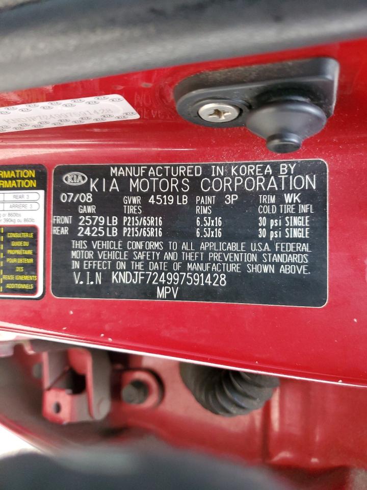 2009 KIA Sportage VIN KNDJF724997591428 Copart auction photo, all over / hail damage thumbnail 13