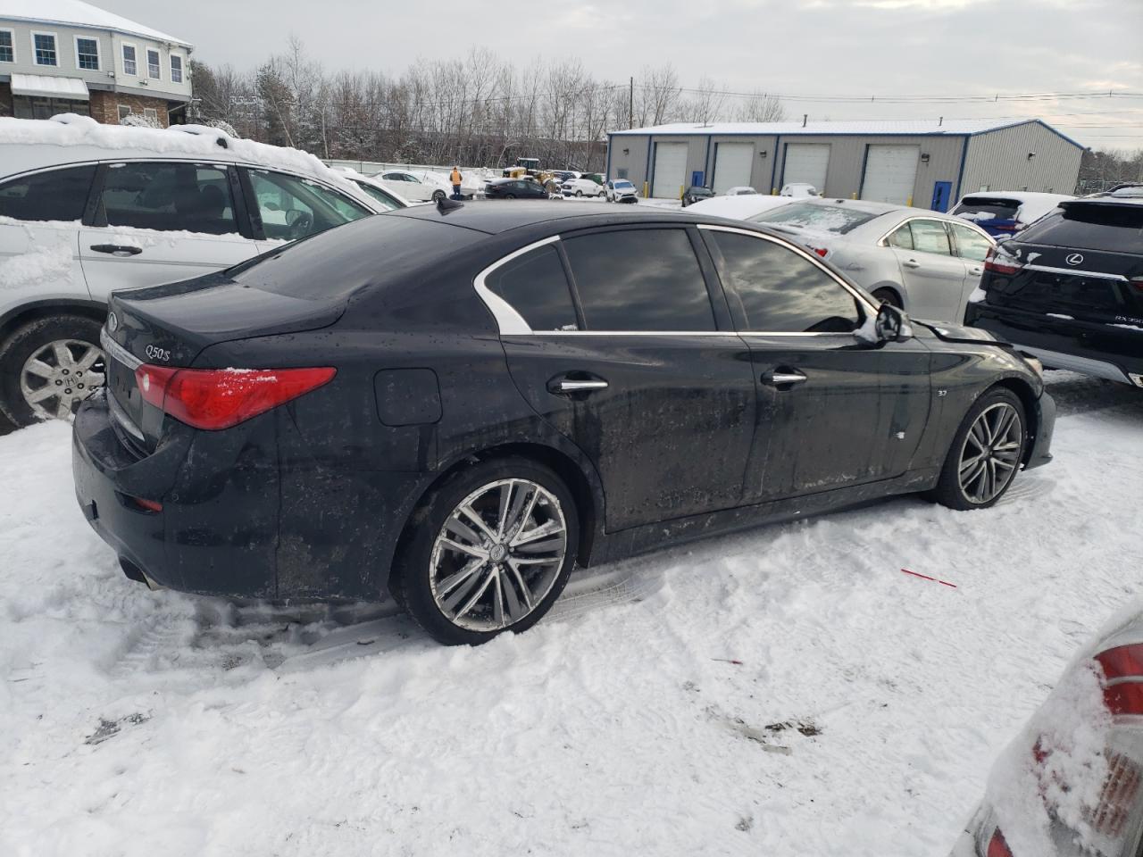 2014 Infiniti Q50 VIN JN1BV7AR7EM704120 Copart auction photo, front end / rear end damage thumbnail 3
