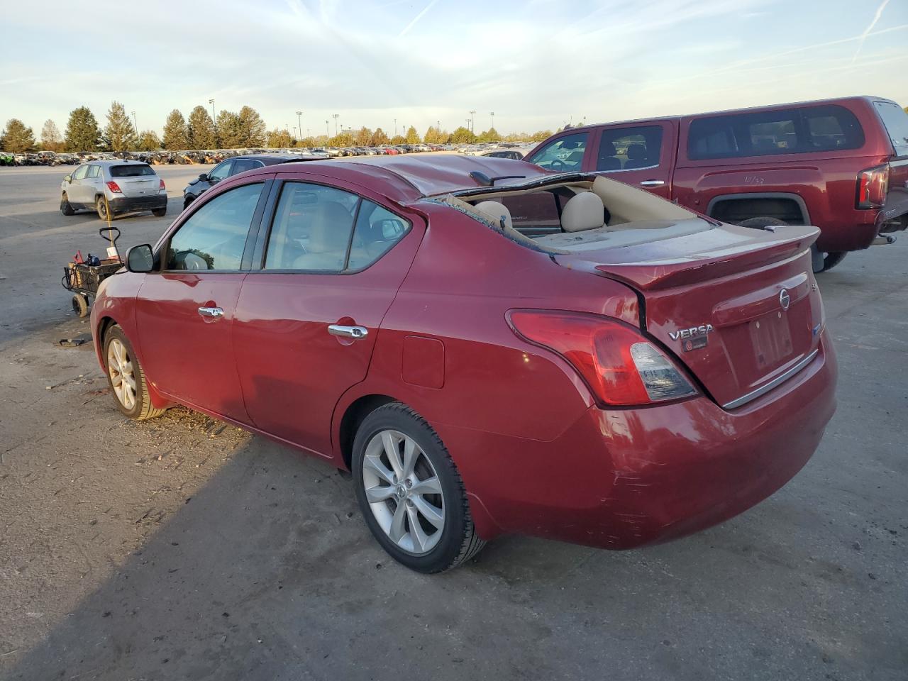 2014 Nissan Versa VIN 3N1CN7AP3EL833131 Copart auction photo, top/roof damage thumbnail 2
