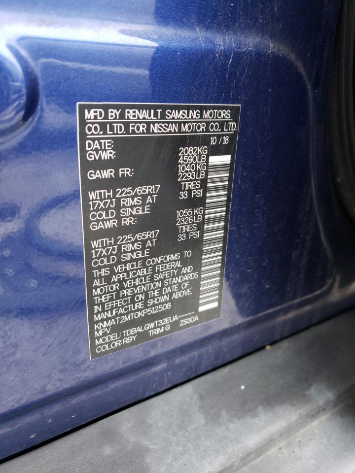 2019 Nissan Rogue VIN KNMAT2MT0KP512508 Copart auction photo, front end damage thumbnail 14