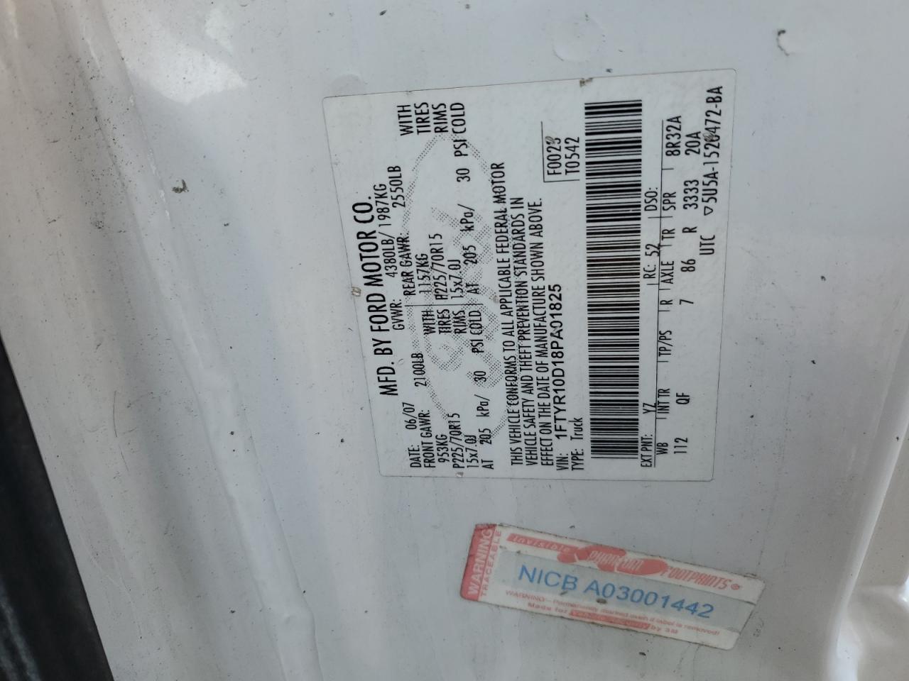 2008 Ford Ranger VIN 1FTYR10D18PA01825 Copart auction photo, front end damage thumbnail 13